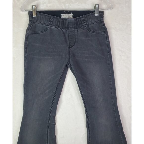 Free People Flared Bell Bottom Denim Jean Elastic Waist Pull On Women Sz 28 Gray - Picture 3 of 11